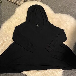 MOSSIMO Late 90’s/Early Y2K Black Hooded Long Sleeve Split Swing Sweater Top